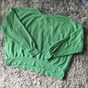 Green Women's Oversized Crop Sweatshirt